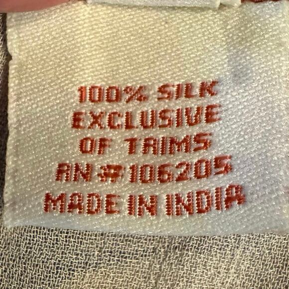 Sundance 100% Silk Boho Flowy Dressy Sheer Top / Blouse with Beading Size XL - Picture 5 of 5